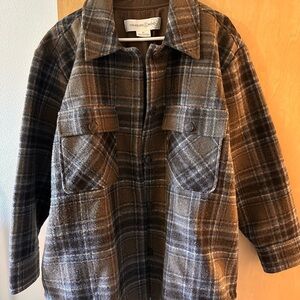 Treasure & Bond Brown Plaid Shirt Jacket